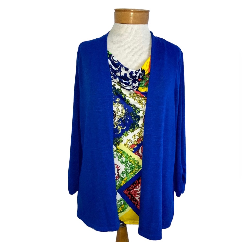 Kim Rogers Blue Cardigan with Attached Camisole Med.
